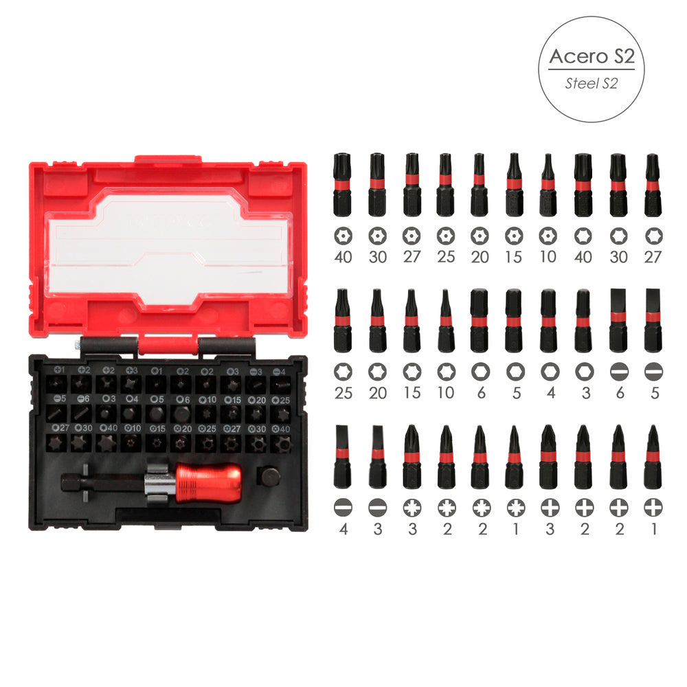 Juego de puntas destornillador acero con adaptador rapido 32 piezas