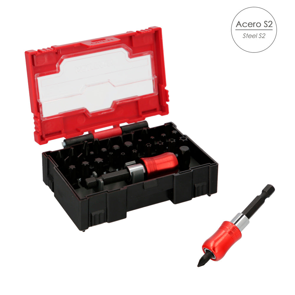 Juego de puntas destornillador acero con adaptador rapido 32 piezas