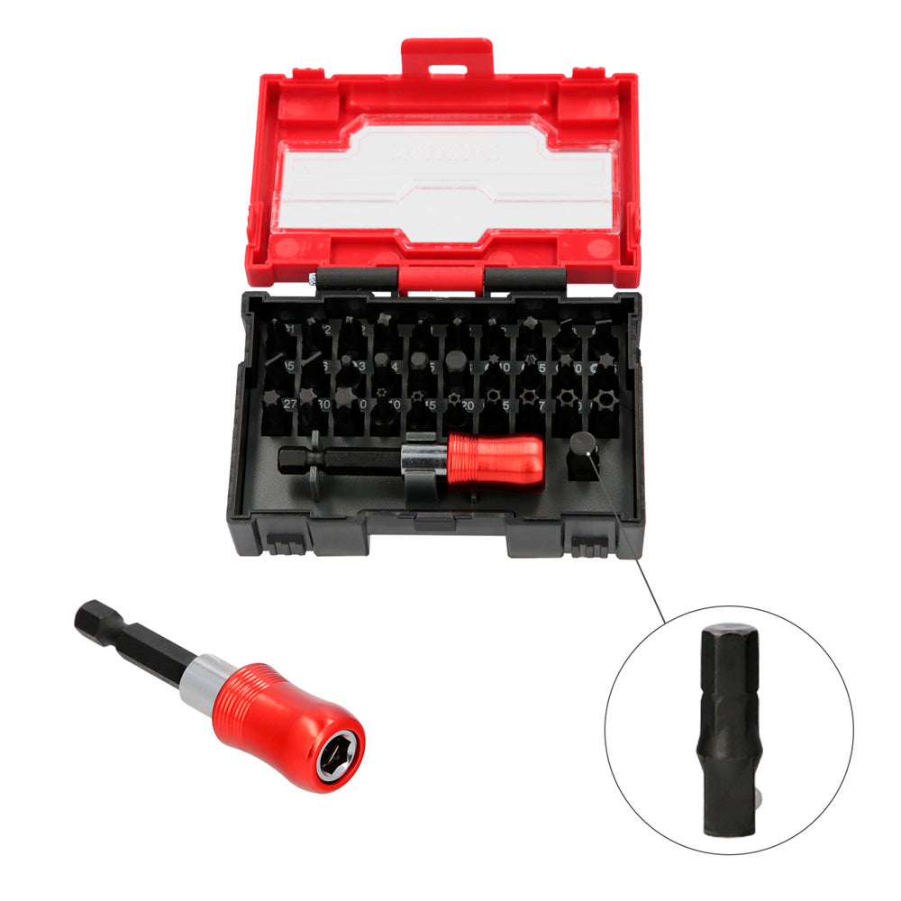 Juego de puntas destornillador acero cromo vanadio con adaptador rapido 32 piezas