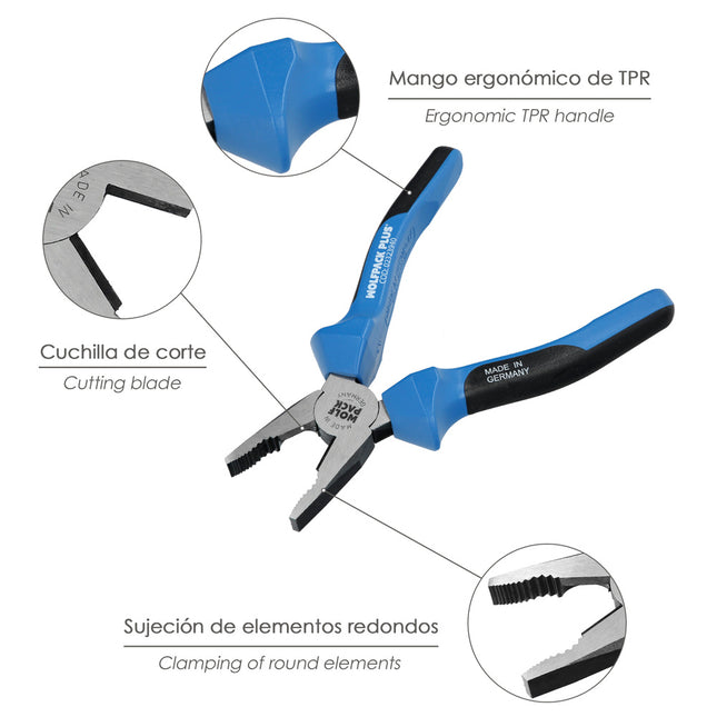 Alicates universales DIN/ISO plus 180 mm. heavy duty