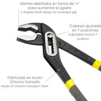 Tenazas apertura múltiple negra 250 mm mangos plastificados din 8976. Pico de loro, alicates extensibles, tenazas fontanero