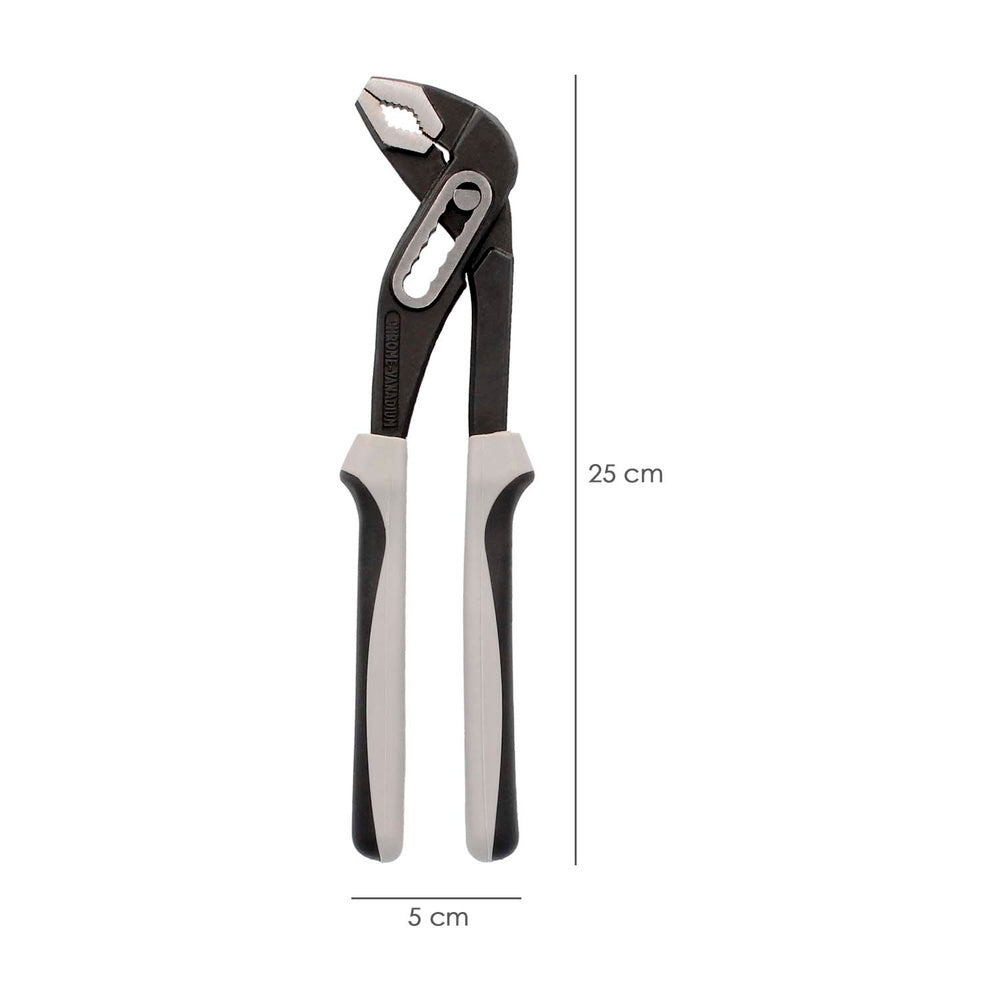 Tenazes de abertura múltipla pretas plus 250 mm cabos em borracha din 8976. Alicate tipo papagaio, alicate extensível, tenazes de canalizador