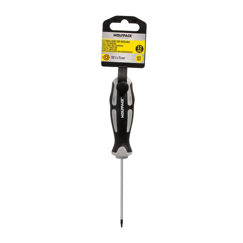 Destornillador torx inviolable acero S2 mango TPR bimaterial. medida T07 x ø 3,0 x 75 mm