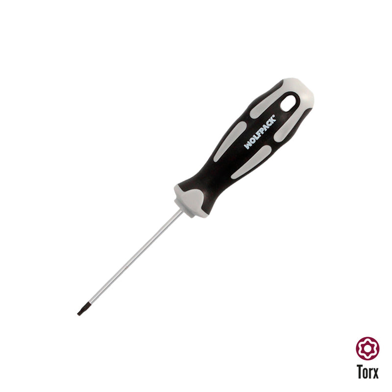 Destornillador torx inviolable acero S2 mango TPR bimaterial. medida T08 x ø 3,0 x 75 mm