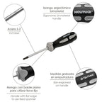 Chave de fendas torx inviolável em aço S2, cabo bimaterial TPR. Medida T08 x Ø 3,0 x 75 mm
