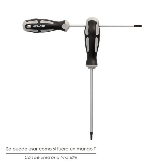 Destornillador torx inviolable acero S2 mango TPR bimaterial. medida T10 x ø 5,0 x 75 mm