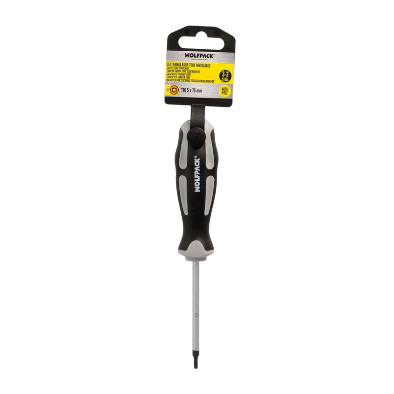 Destornillador torx inviolable acero S2 mango TPR bimaterial. medida T10 x ø 5,0 x 75 mm