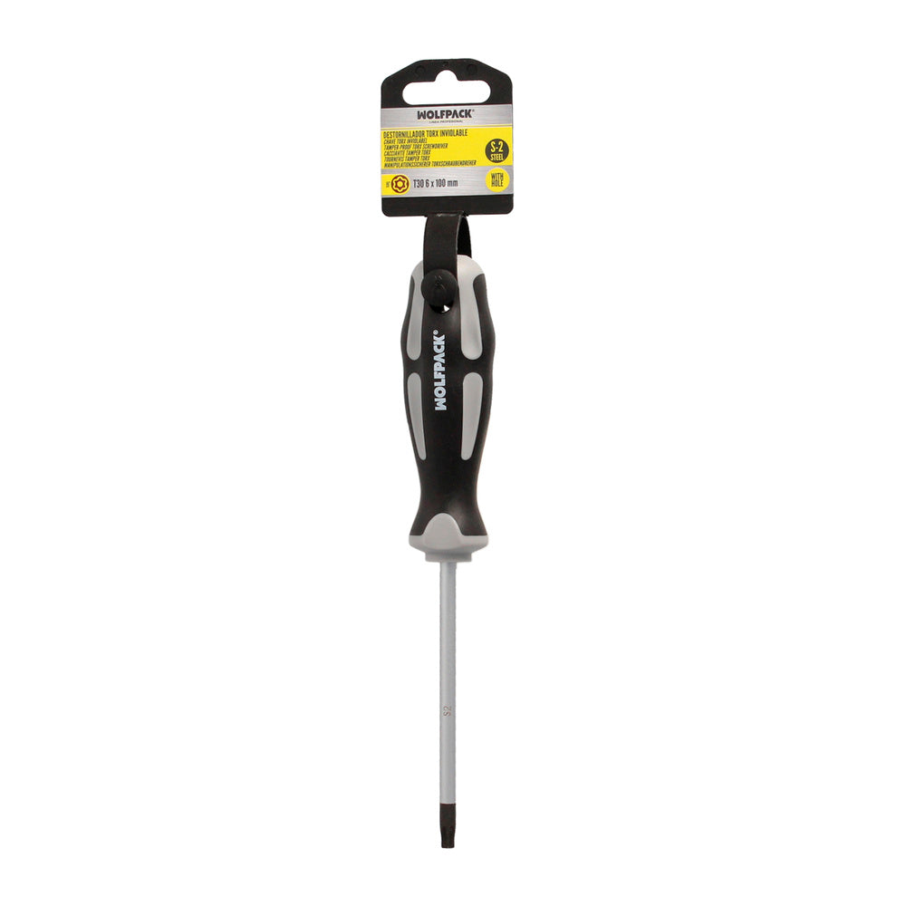 Chave de fendas torx inviolável aço S2 punho TPR bimaterial. Medida T30 x Ø 6,0 x 100 mm