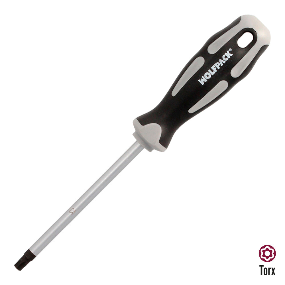 Tamper-proof torx screwdriver S2 steel, TPR bi-material handle. Size T40 x ø 8.0 x 125 mm