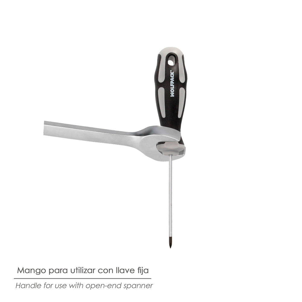Destornillador phillips acero s2 mango tpr bimaterial. Medida ph 0 - ø 3,0 x 75 mm din5262.