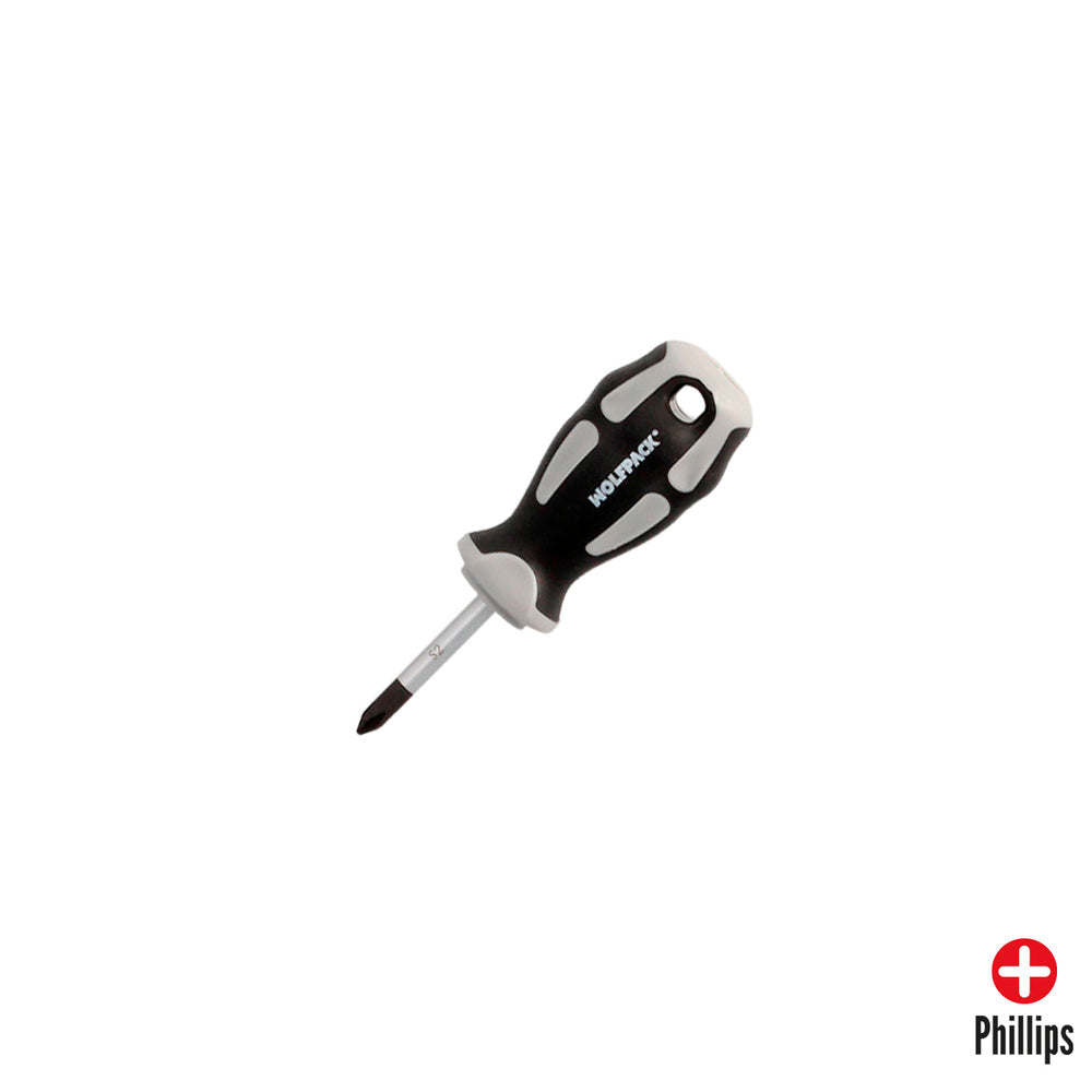 Destornillador phillips acero s2 mango tpr bimaterial. Medida ph 1 x ø 5,0 x 38 mm din5262.
