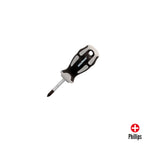 Destornillador phillips acero s2 mango tpr bimaterial. Medida ph 1 x ø 5,0 x 38 mm din5262.
