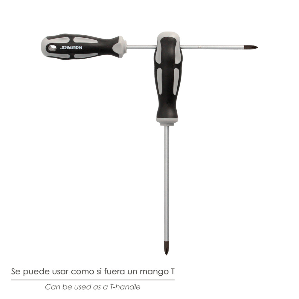 Destornillador phillips acero s2 mango tpr bimaterial. Medida ph 1 x ø 5,0 x 75 mm  din5262.