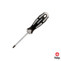 Destornillador phillips acero s2 mango tpr bimaterial. Medida ph 1 x ø 5,0 x 75 mm  din5262.
