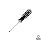 Chave de fendas Pozidriv aço S2 cabo TPR bimaterial. Medida PZ 0 x Ø 3,0 x 75 mm DIN5262.