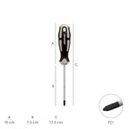 Chave de fendas pozidriv aço S2 cabo TPR bimaterial. Medida PZ1 x Ø 5 x 75 mm DIN5262.
