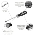 Chave de fendas pozidriv aço s2 cabo tpr bimaterial. Medida pz 2 x ø 6 x 100 mm din5262.