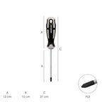 Chave de fendas pozidriv aço s2 punho tpr bimaterial. Medida pz 3 x ø 8 x 150 mm din5262.