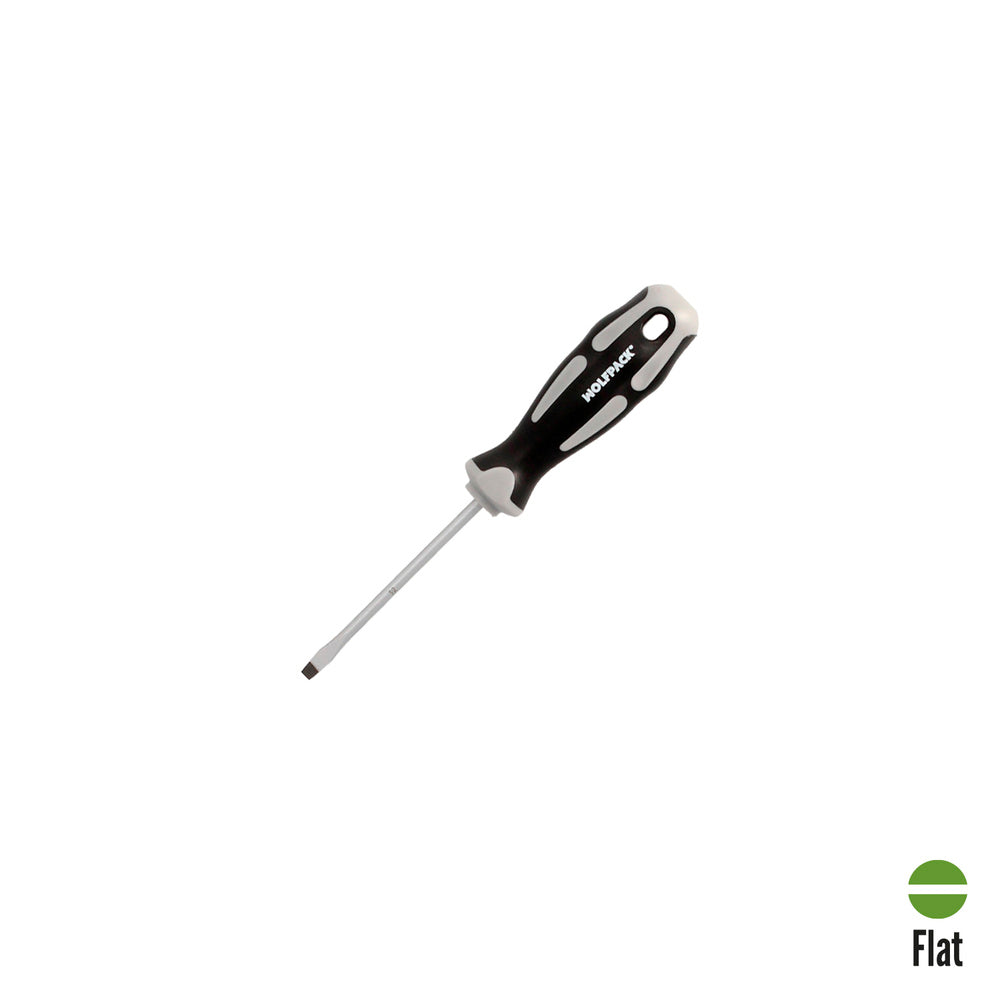 Slotted screwdriver, S2 steel, TPR bi-material handle. Size 0.8 x ø 4.0 x 75 mm, DIN 5265