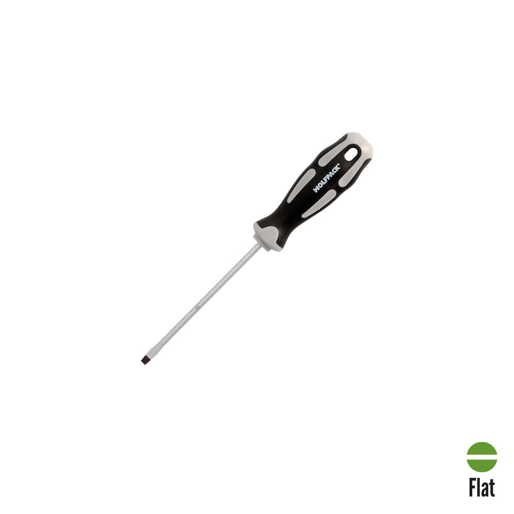 Slotted screwdriver, S2 steel, TPR bi-material handle. Size 0.8 x ø 4.0 x 100 mm DIN5265