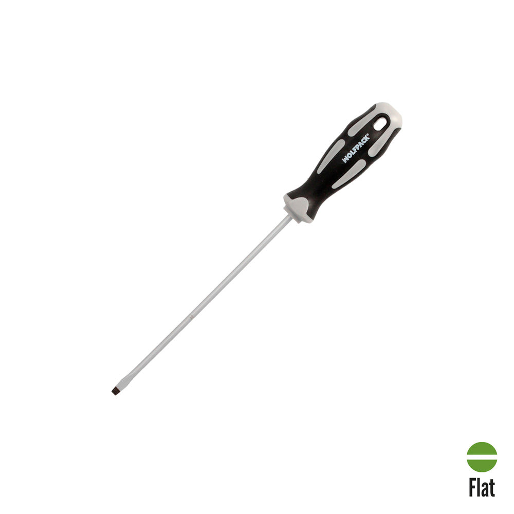 Slotted screwdriver S2 steel stamped TPR bi-material handle. Size 0.8 x ø 4.0 x 150 mm DIN5265