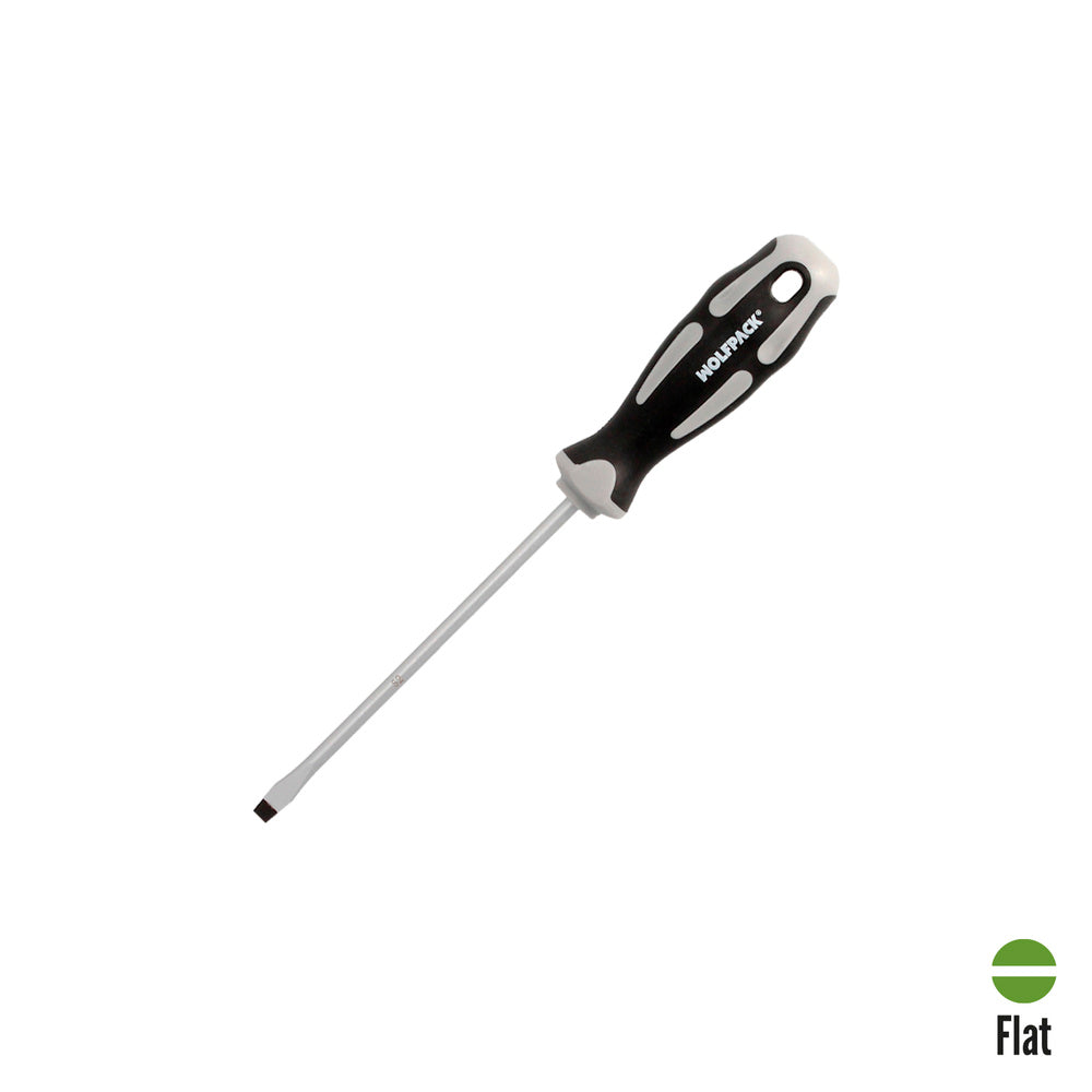 Slotted screwdriver, S2 steel, TPR bi-material handle. Size 1.0 x ø 5.5 x 125 mm DIN5265