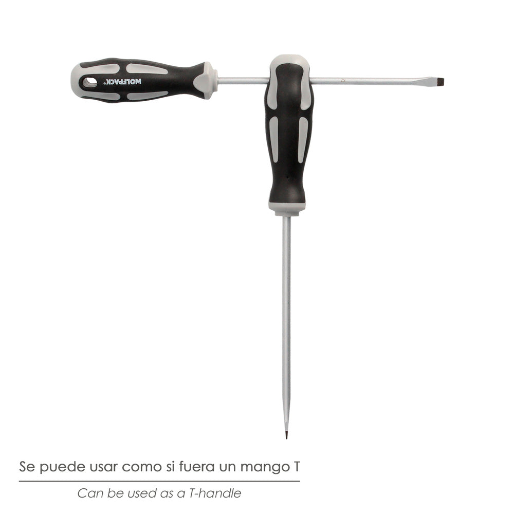 Flathead screwdriver, S2 steel shank, bi-material TPR handle. Size 1.0 x ø 5.5 x 150 mm DIN5265