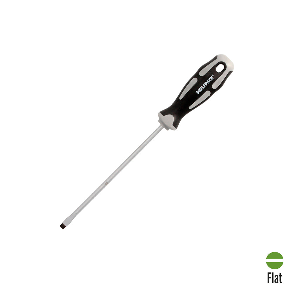 Flathead screwdriver, S2 steel shank, bi-material TPR handle. Size 1.0 x ø 5.5 x 150 mm DIN5265