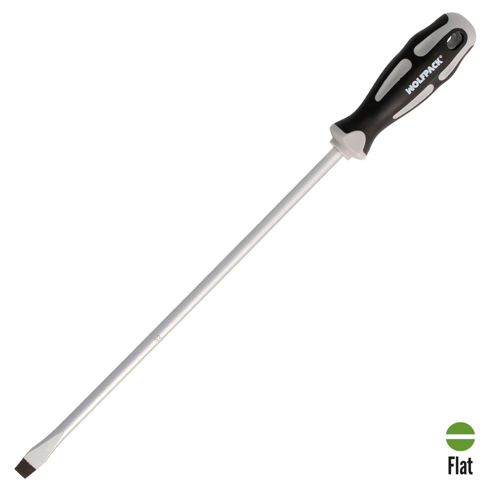 Flat screwdriver, S2 steel shank, TPR bi-material handle. Size 1.6 x ø 9.0 x 300 mm, DIN5265