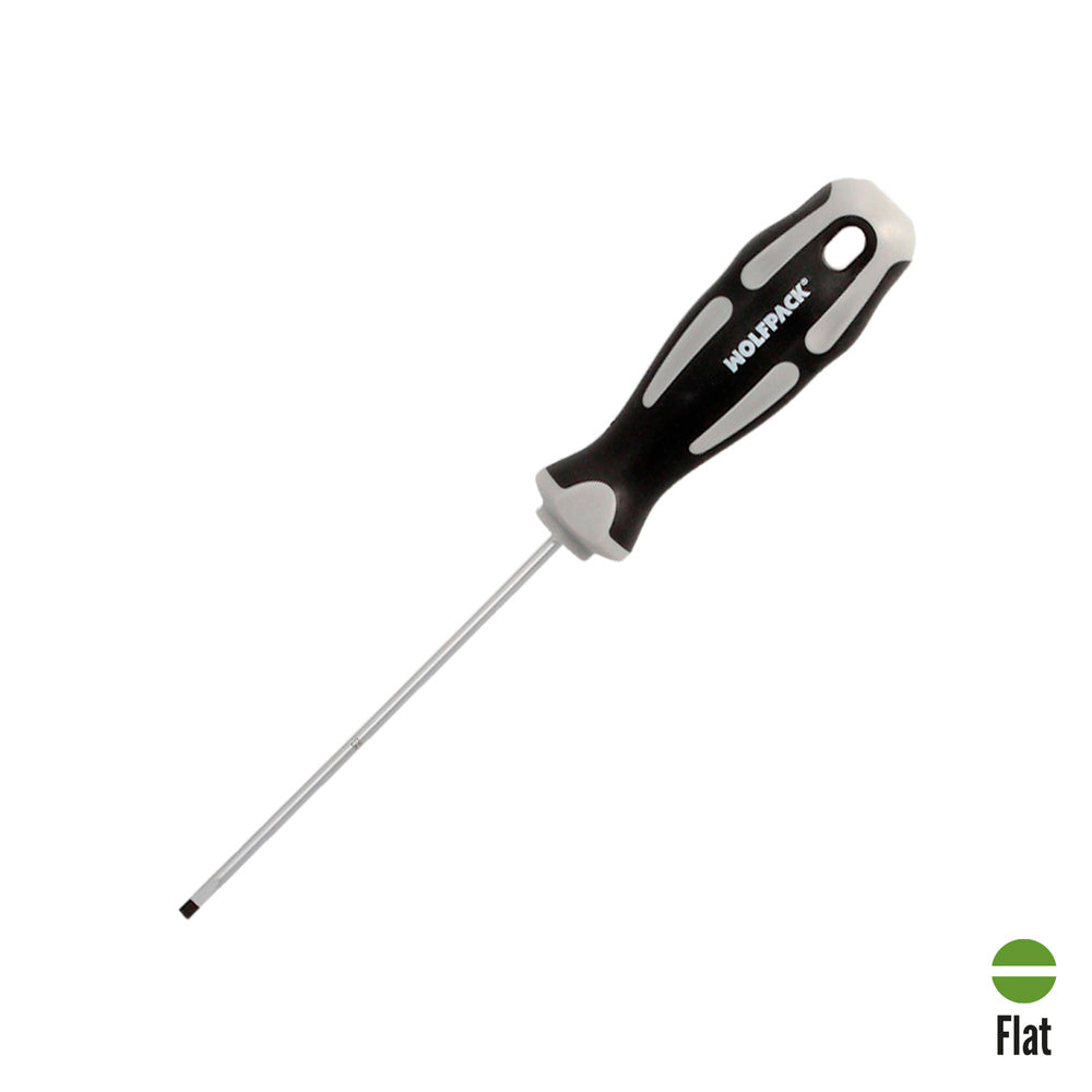 Slotted screwdriver S2 steel, TPR bi-material handle. Size 0.5 x ø 3.0 x 100 mm DIN5265