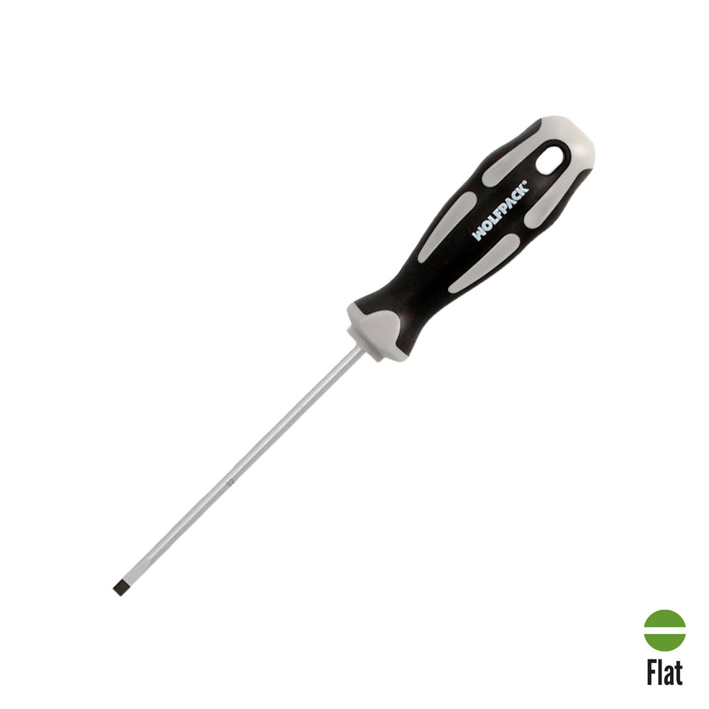 Flathead screwdriver, S2 steel shank, TPR bi-material handle. Size 0.8 x ø 4.0 x 100 mm DIN5265