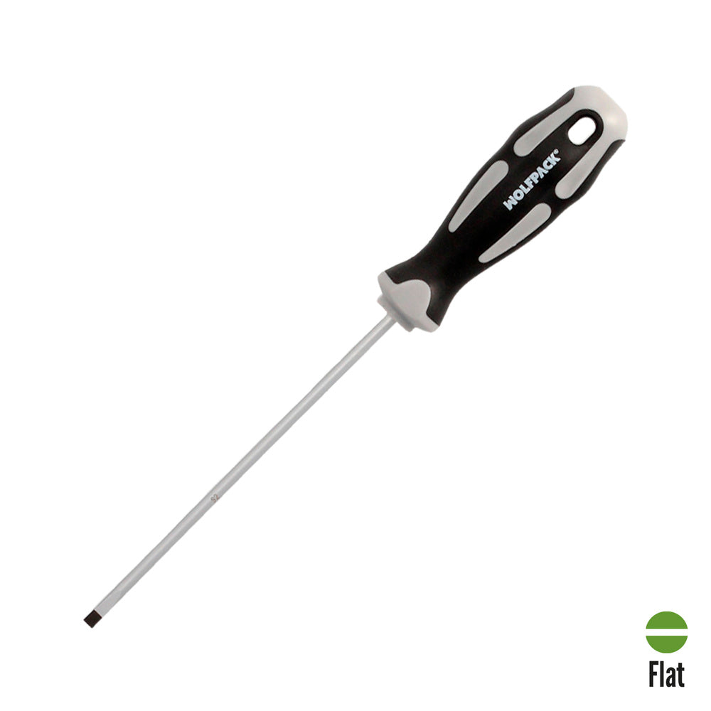 Flathead screwdriver, S2 steel, TPR bi-material handle. Size 0.8 x ø 4.0 x 125 mm DIN5265