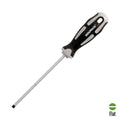 Chave de fendas de ponta ranhurada em aço S2, cabo bimaterial TPR. Medida 1,0 x ø 5,0 x 125 mm DIN5265