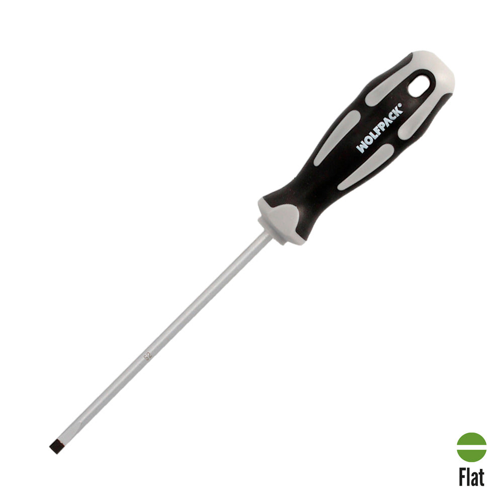 Flathead screwdriver, S2 steel shank, TPR bi-material handle. Size 1.0 x ø 5.0 x 125 mm DIN5265