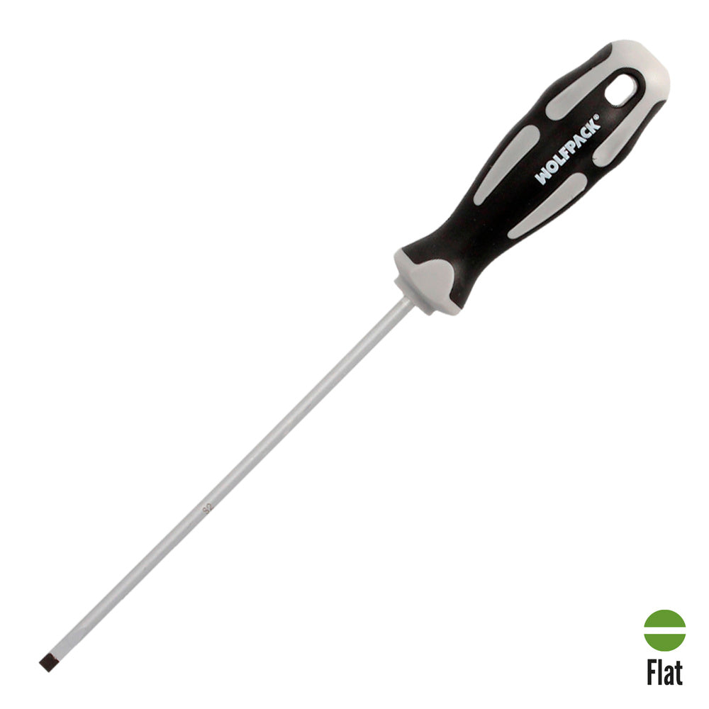 Flathead screwdriver, S2 steel, TPR bi-material handle. Size 1.0 x ø 5.0 x 150 mm, DIN 5265