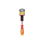 Destornillador plano aislado certificado vde 1.000 v. Medida 0,4 x ø 2,5 x 75 mm destornillador seguridad electricista