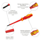 Destornillador plano aislado certificado vde 1.000 v. Medida 1,6x ø 8,0 x 175 mm destornillador seguridad electricista