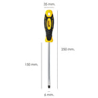 Destornillador mango bimaterial boca estampada 6x150 mm destornillador plano, cromo vanadio,