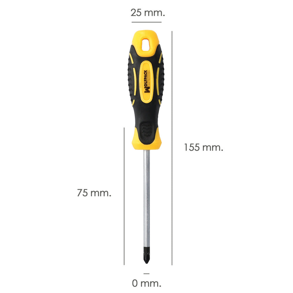 Destornillador mango bimaterial phillips nº 0 / 75 mm destornillador plano, cromo vanadio,