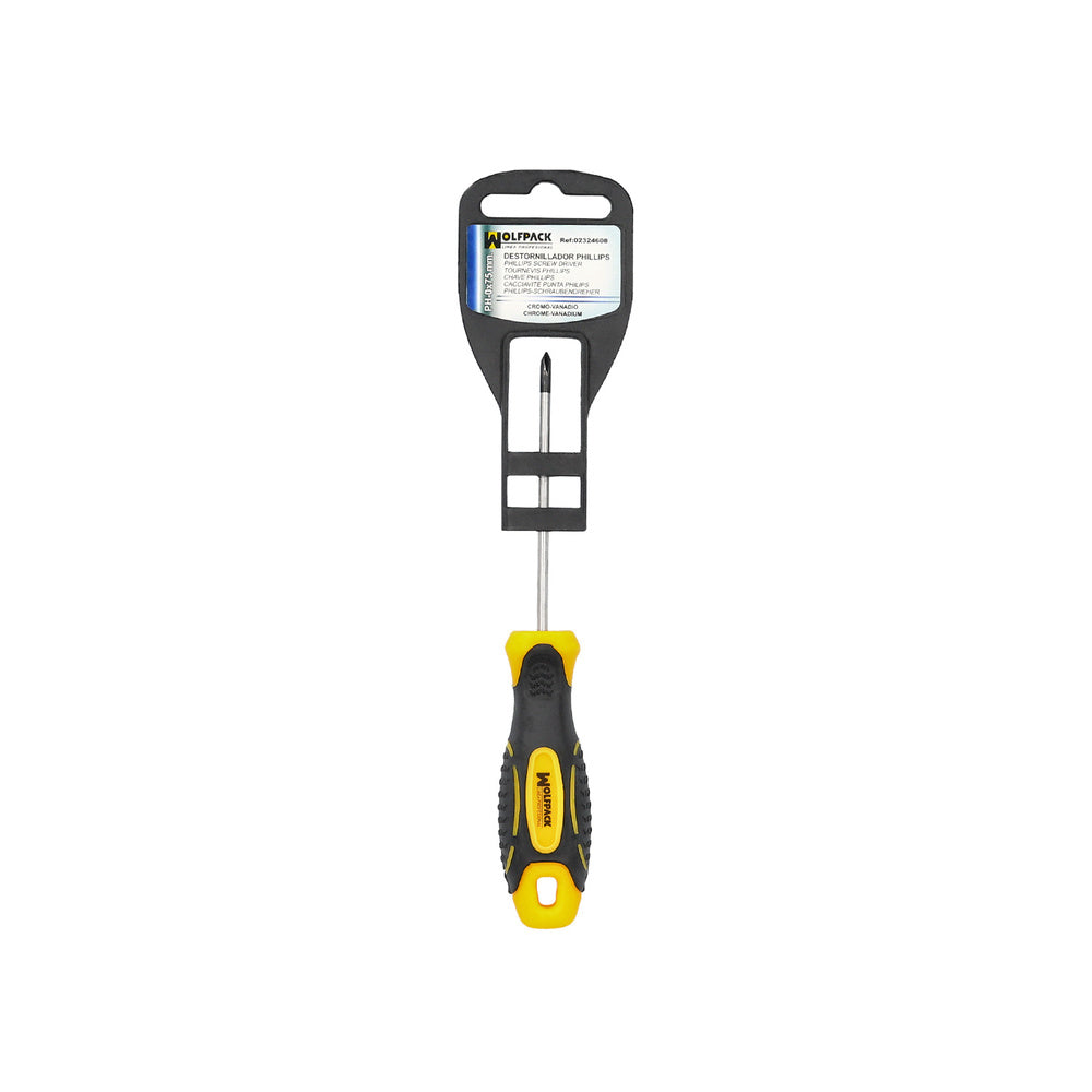 Destornillador mango bimaterial phillips nº 0 / 75 mm destornillador plano, cromo vanadio,