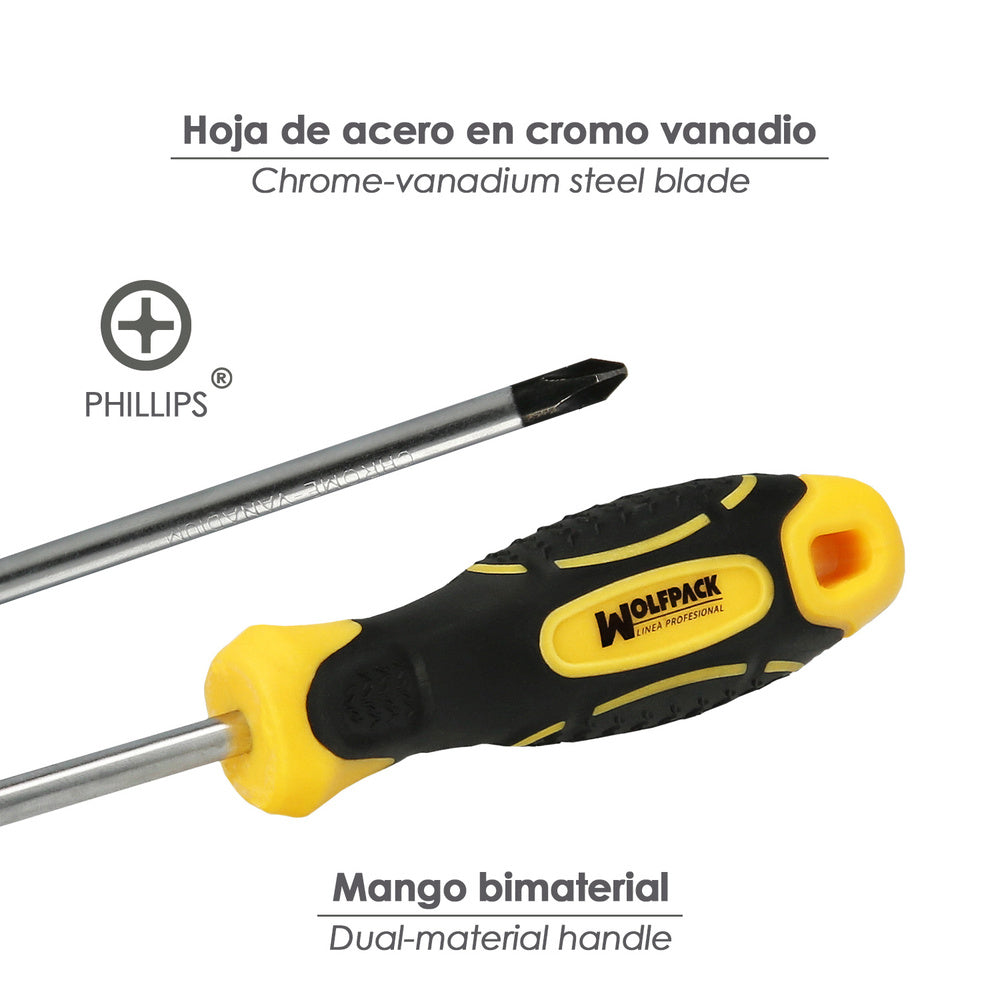 Destornillador bimaterial phillips nº 1 / 100 mm