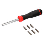 Juego de puntas con destornillador  1/4" 7 piezas. Acero cromo vanadio, kit destorpuntas, puntas destornillador.