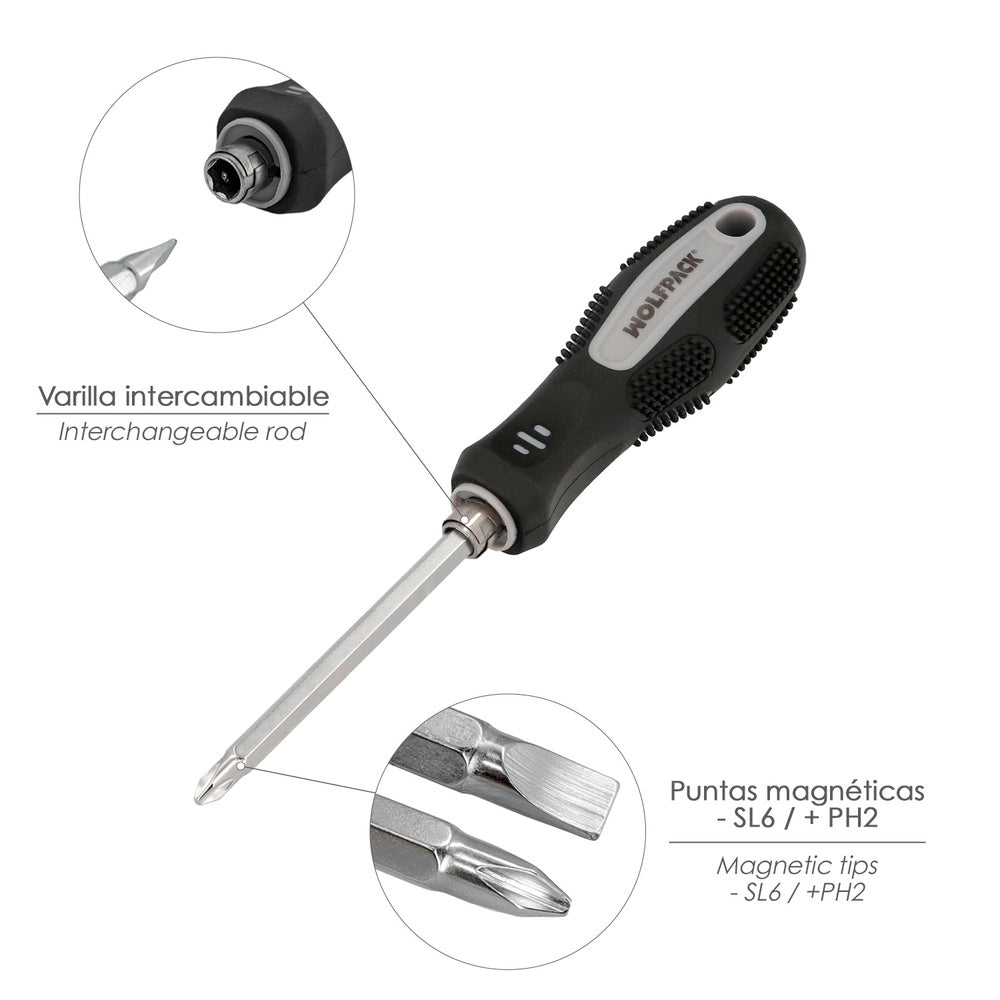 Chave de fendas intercambiável 6x150 mm