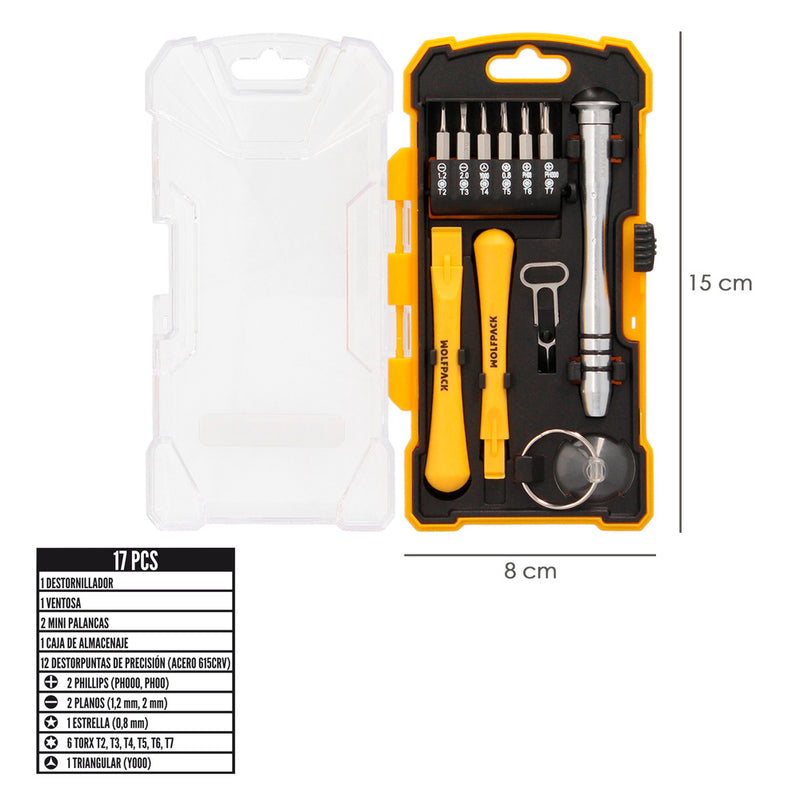Kit herramientas reparacion smartphones 17 piezas