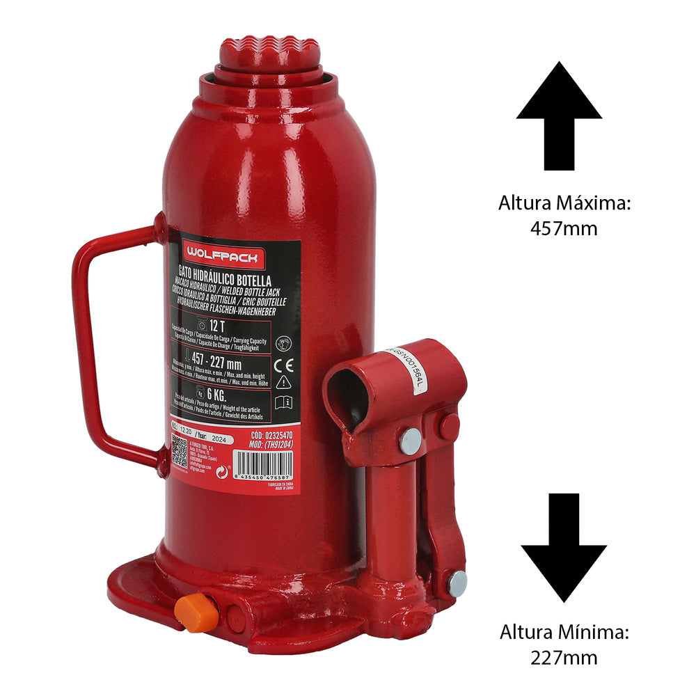 Bottle hydraulic jack 12000 kg.