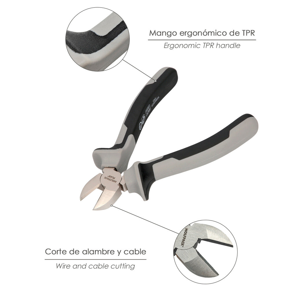 Alicates corte diagonal 150 mm acero cromo vanadio din-iso 5749  pelacables, corta cables, pelador cables