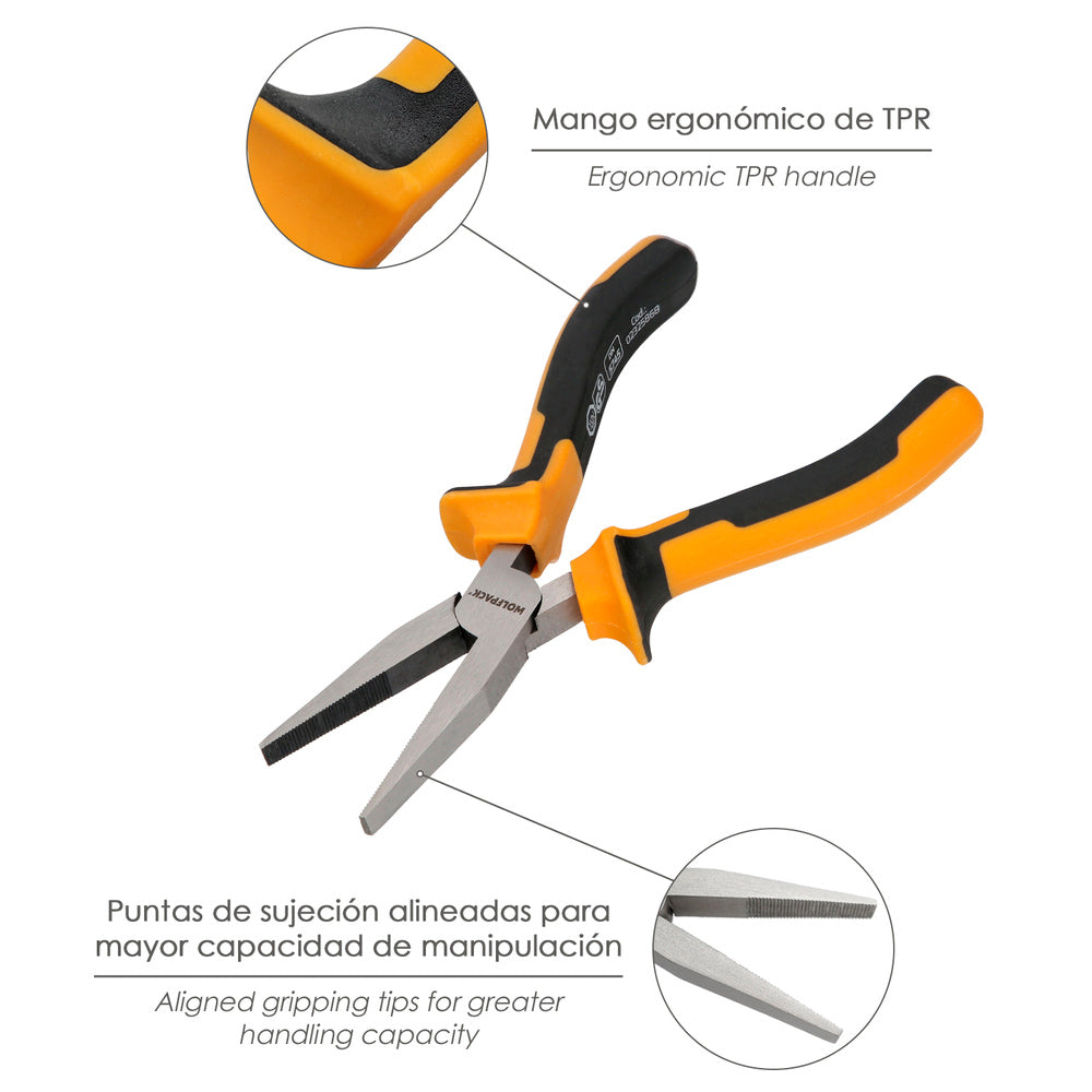 Alicates boca plana 150 mm acero din 5745 alicates punta plana, alicates boca larga,