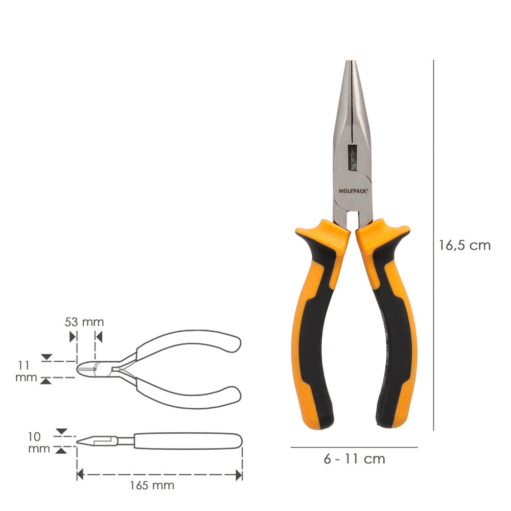 Straight nose pliers 150 mm steel DIN 5745 straight tip pliers, long nose pliers,