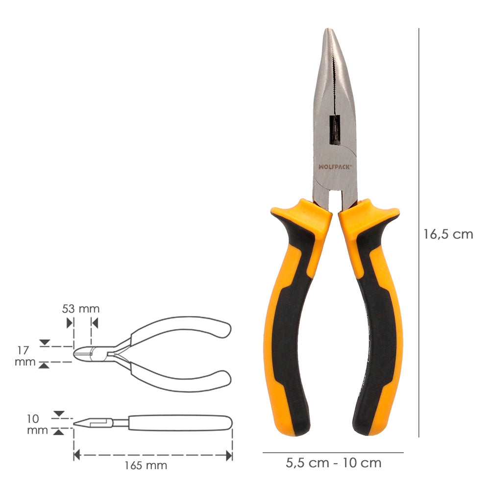Curved nose pliers 150 mm steel DIN 5745 curved nose pliers, long nose pliers,