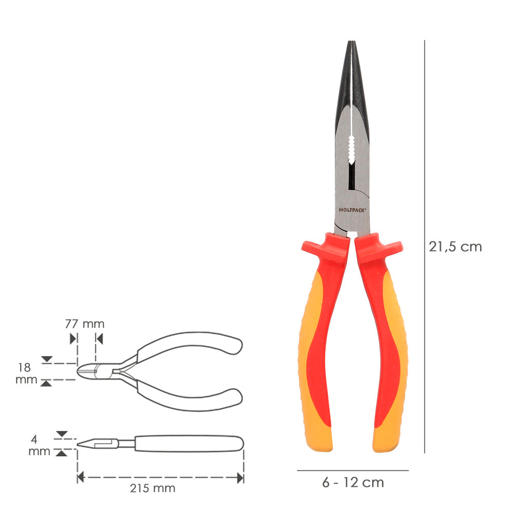 Straight-nose pliers 200 mm insulated handles chrome vanadium steel wire strippers, cable cutters, wire strippers